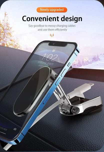 Car Mobile Phone Holder Folding Magnet Cell Phone Stand in Car GPS Support For iPhone Xiaomi 360° Rotatable Mount