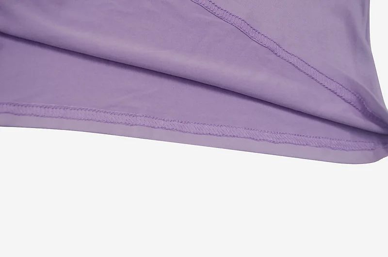 New Dresses 2025 Woman Fashion Summer High-neck Purple Long-sleeved Pleated Tie-up Dress Skirt Women's Clothing