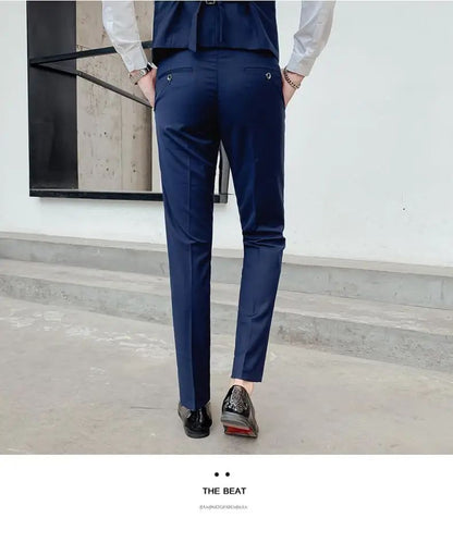 Suit S-7XL (Blazer+ Waistcoat + Trousers) Men's Fashion Business Dinner Gentleman Slim British-style Evening Dress Group Suit