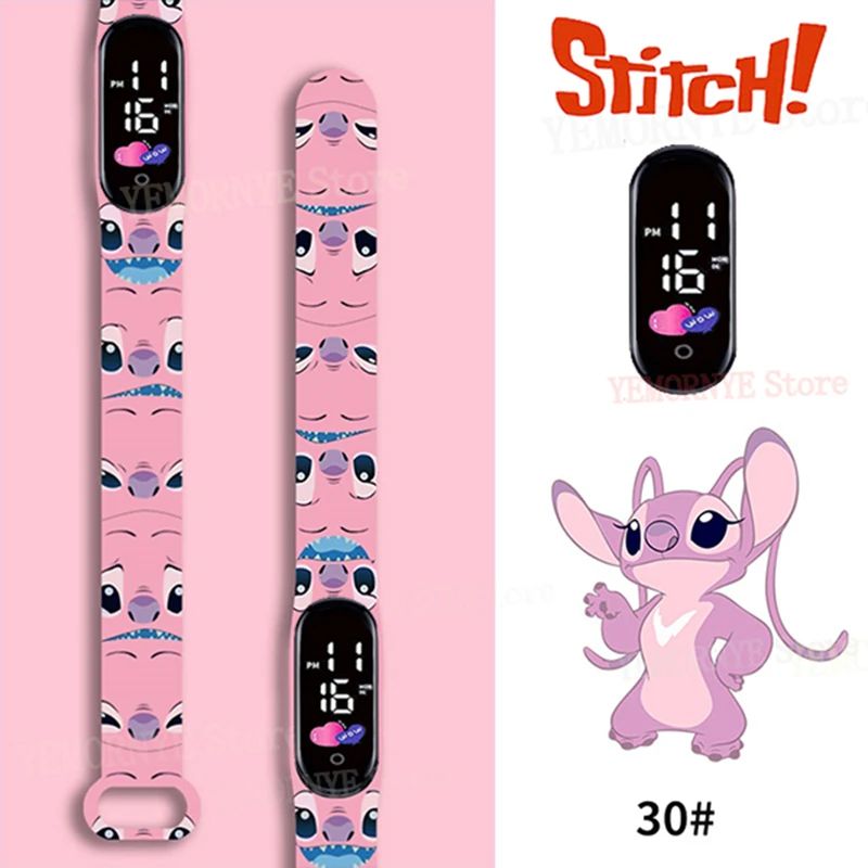 Relógios Digitais Infantis Disney Stitch Figuras de Anime LED Touch Luminoso Relógio Digital Esportivo Infantil à Prova D'Água Brinquedos de Aniversário