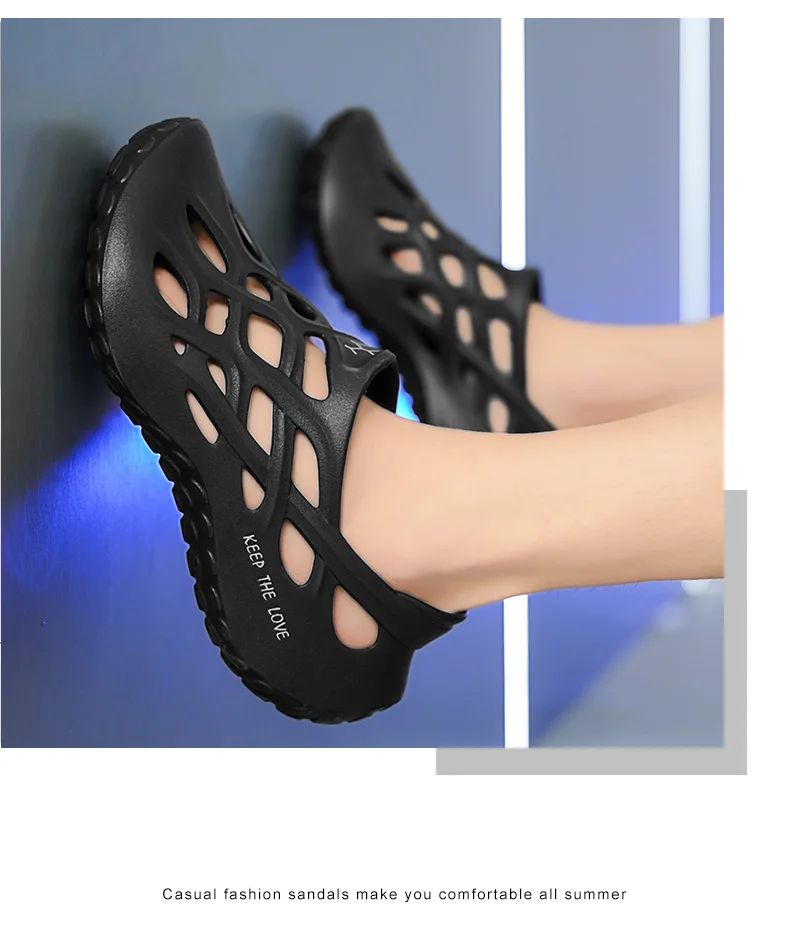 Summer Men Sandals Light EVA Men's Casual Shoes Hole Shoes Clogs Lovers Home Garden Outdoor Male Beach Flat Slippers Big Size