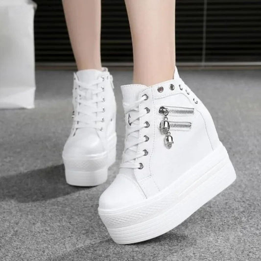 11cm New Brand Hidden Heel Platform Sneakers Women's Breathable Wedge Canvas Shoes Woman Casual Ladies Boots Zapatos De Mujer