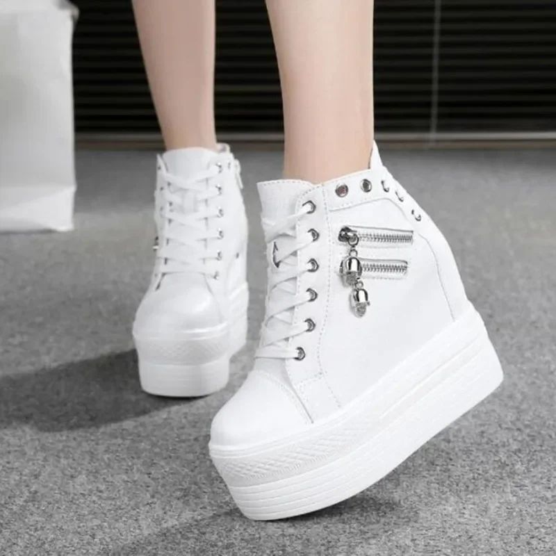 11cm New Brand Hidden Heel Platform Sneakers Women's Breathable Wedge Canvas Shoes Woman Casual Ladies Boots Zapatos De Mujer