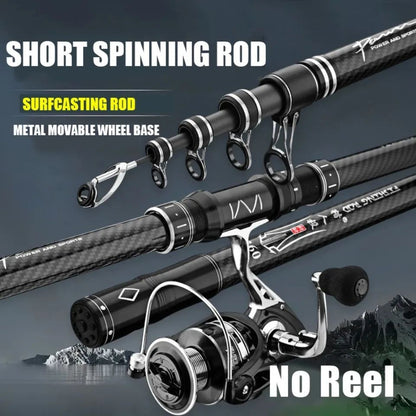 Cana de Pesca Telescópica de Carbono Portátil de 3,0M-4,5M, Vara de Pesca Giratória para Barco, Água Salgada, Água Doce, Surfcasting, Baitcasting