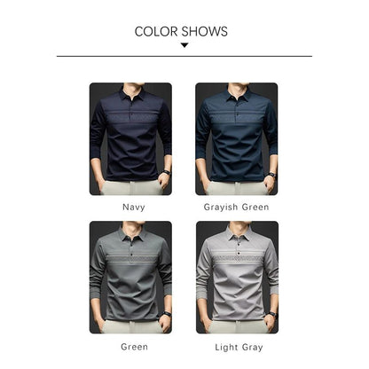 BROWON Polo Tee Shirt for Man 2025 Autumn New Luxury Men Long Sleeve T shirt Business Casual Slim Tops for Man Designer Clothes