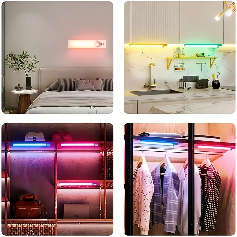 RGB Cabinet Light USB Type-C Rechargeable Light Motion Sensor Led Lamp for Kitchen Wardrobe Cabinet Lighting