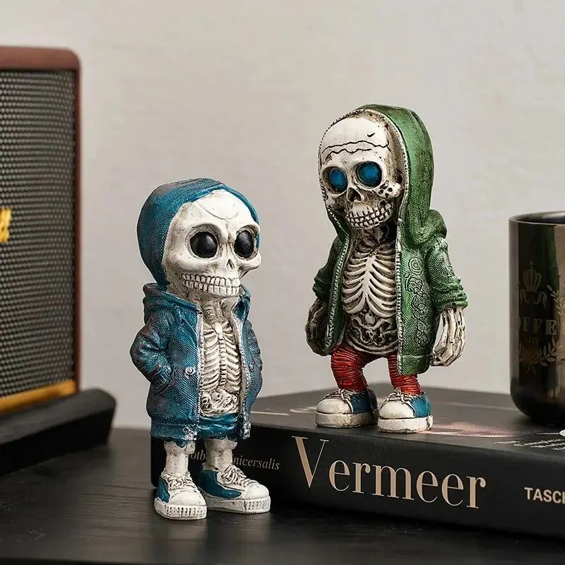 Cool Skeleton Dolls Figurines Skull Resin Statue  Halloween Party Decoration Home Accessories Living Room Bedroom Gift