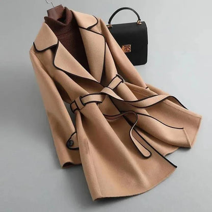 Double-Sided Woolen Coat Winter New Style Korean Version Cashmere Women's Mid-Length Fashionable Woolen Jacket Outerwear