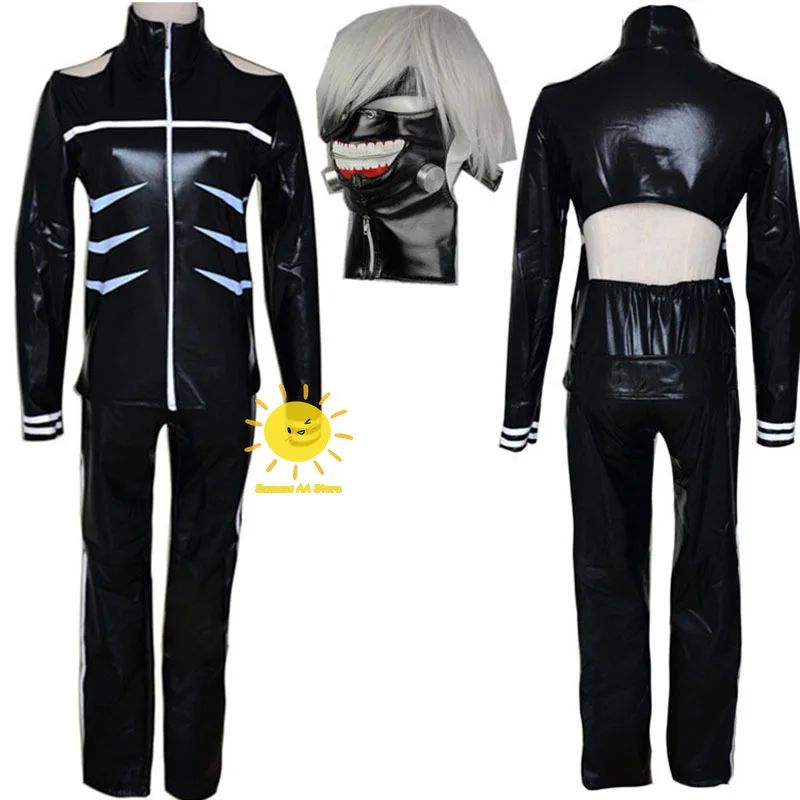 Anime Tokyo Ghoul Cosplay Kaneki Ken Cosplay Costumes Uniform Masks Hoodie Jacket Pants Shorts Full Set Outfits Wig Men