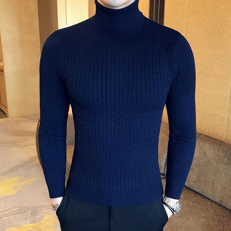 Winter Turtleneck Sweater New Men's Casual Rollneck Knitted Swatshirts Warm Men Jumper Wool Autum Sweaters