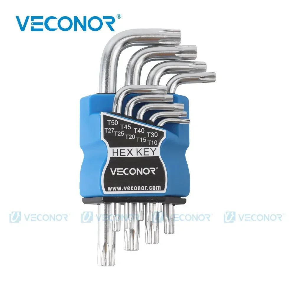 Conjunto de Chaves Torx de Braço Curto e Longo de Aço Cromo-Vanádio Durável Ferramenta Manual Chave Estrela T10 T15 T20 T25 T27 T30 T40 T45 T50