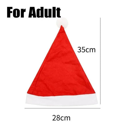 Chapéus de Natal Feliz Natal em Não-Tecido, Chapéus de Papai Noel para Adultos e Crianças, Bonés Vermelhos de Natal, Presentes de Decoração para Festa de Ano Novo Feminino e Masculino
