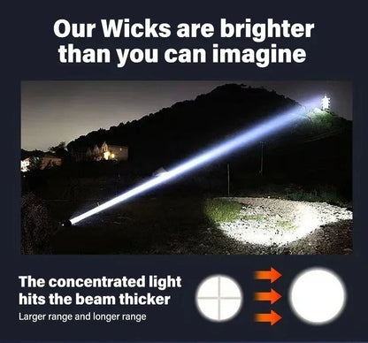 High Strong Power Led Flashlights 2000LM Tactical Torch with Display Light USB Charging Camping Fishing Emergency Zoom Lantern