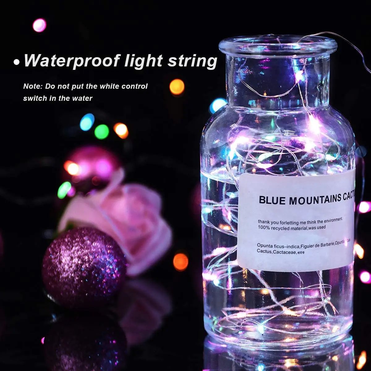 20PCS Mini LED String Lights 2m 20LED Waterproof Fairy Lights 3 Modes Battery Powered for DIY Christmas New Year Home Decoration