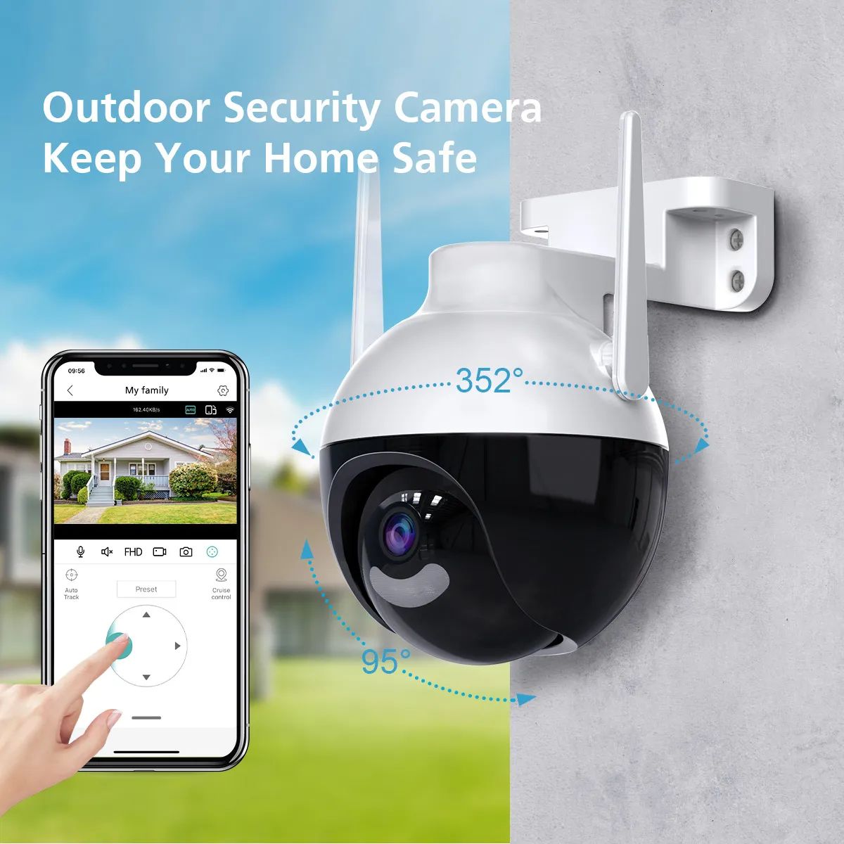 4K 8MP WiFi PTZ IP Camera Human Body Detection Indoor Outdoor Waterproof Color Night Vision Home Security Surveillance System