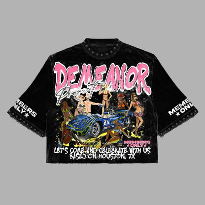 Womens Harajuku Klein Stone Embroidery Crop Tees Y2k Gothic Graphic Men Hip Hop Print Long Sleeves T Shirts Cotton Loose Tops