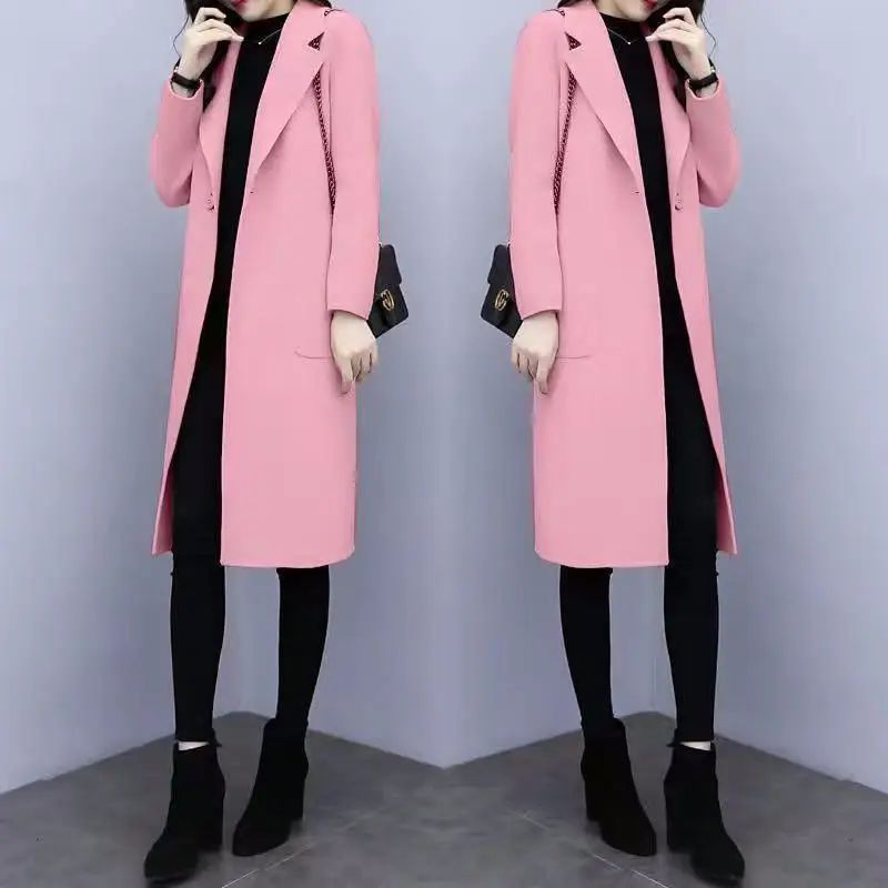 Fashionable Woolen Coat Women's Stylish Meticulous Korean Version Medium Length Autumn Winter New Style Polyester Fiber