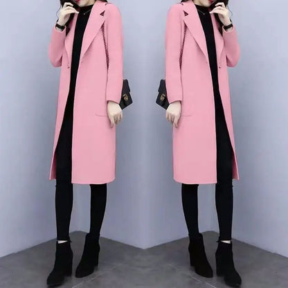 Fashionable Woolen Coat Women's Stylish Meticulous Korean Version Medium Length Autumn Winter New Style Polyester Fiber
