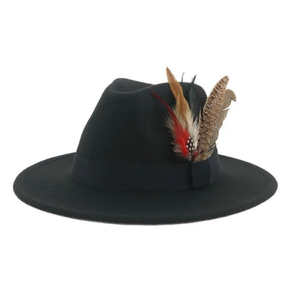 Chapéu Fedora Inverno Feminino Chapéus Masculinos Chapéu de Feltro Pena Luxo Moda Casual Decoração Casamento Homens Mulheres Fedora Chapeau Femme Touca