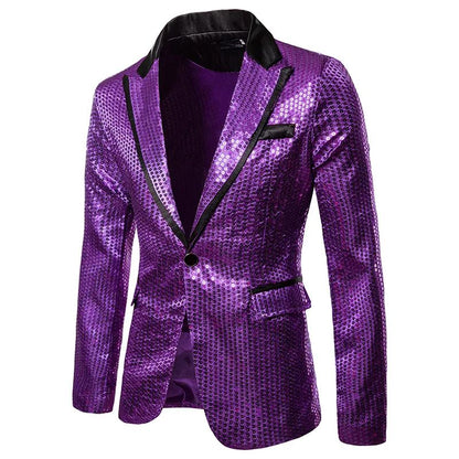 New Fashion Black Sequin Mens Shiny Suit Jacket One Button Blazer For Male Nightclub Singers Stage Dress Blazers Chaqueta Hombre