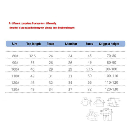 Baby Kids Unisex Casual Pajama Suit Cartoon Print Long Sleeve Tops+ Pants Boys Girls Sleepwear