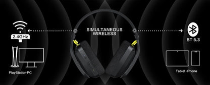 BINNUNE BW06 2.4GHz Wireless Gaming Headset with Mic for PS5 PS4 PC Mac Playstation Bluetooth Gaming Headset with Microphone