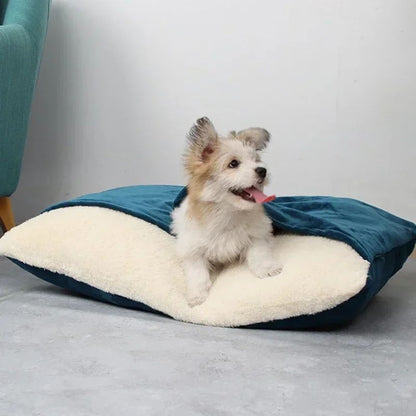 Cama para Animais de Estimação Lavável e Resistente à Mordida - Almofada de Pelúcia Removível Quente de Inverno para Cães Grandes e Gato Saco de Dormir para Pets