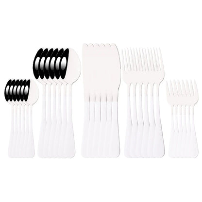 Conjunto de Talheres de Aço Inoxidável Colorido de 6/30 Peças, Faca, Garfo de Bolo, Colher de Chá, Conjunto de Talheres de Cozinha, Pratos