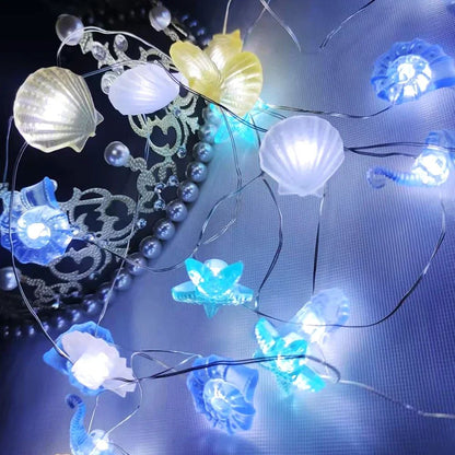 Ocean Theme 20/30 Leds String Lights Shell Starfish Under The Sea LED Fairy Light for Wedding Party Christmas Decoration Lamp