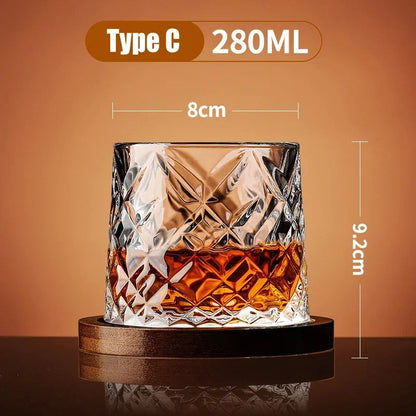 Copo de Uísque com Base, Copos de Uísque de Cristal Giratórios, Taça de Vinho e Brandy para Bar e Casa