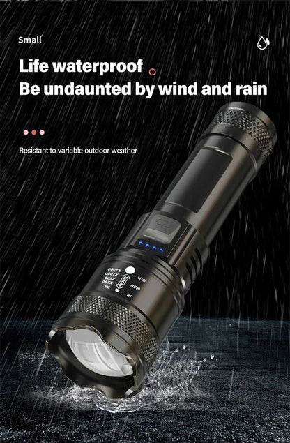 Tactical LED Flashlight 2000LM USB Rechargeable Waterproof Grade Zoom Torch Bright Portable Emergency Light for Camping Outdoor