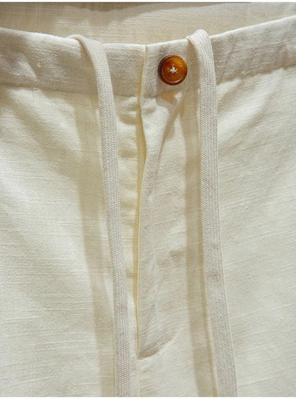 Ramie cotton blend comfortable and breathable summer drawstring casual linen shorts