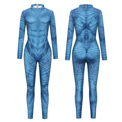 Movie Avatar Cosplay Costume Themed 3D Digital Print Jumpsuit for Men and Women 3D Digital Print Jumpsuit Halloween Zentai