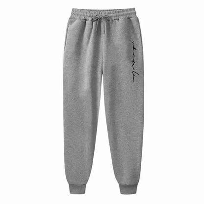 Men Loose Letter Printed Casual Long Pants Men Fashion Drawstring Outdoor Sports Fitness Jogging Sweatpants Fleece Pants