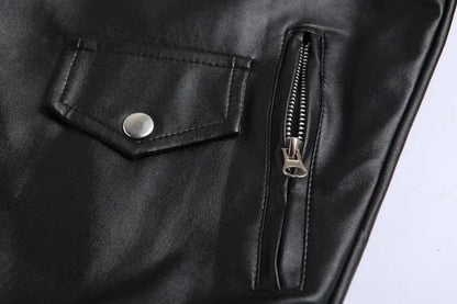 Slim Fit Casual Biker Jacket Men's Spring Outerwear Fashionable Collar Zipper Leather Jacket Motorcycle Style Male Coat