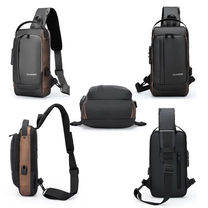 Large Capacity Multifunction Shoulder Crossbody Bag Messenger Chest Sling Travel Pack for Male Men Usb Waterproof Sports Running