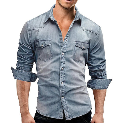 New 2025 Men's Denim Shirt Fashion Short Sleeve Soft Solid Slim Cowboy Tops Men Trend Streetwear Vintage Casual Cardigan T-shirt