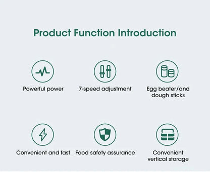 Handheld 7 Speed Automatic Electric Mixer Multi Functional for Food Egg Cream Cake Dough Mixing Baking Kitchen Home Use