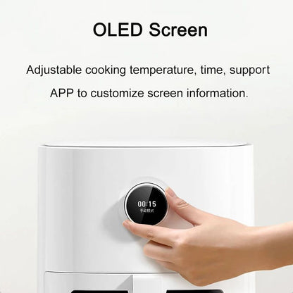 Fritadeira de Ar Inteligente XIAOMI MIJIA Pro 4L Forno Quente Visor Janela APP Temporizador Tela OLED Sem Óleo Fritadeira de Ar Quente 360°
