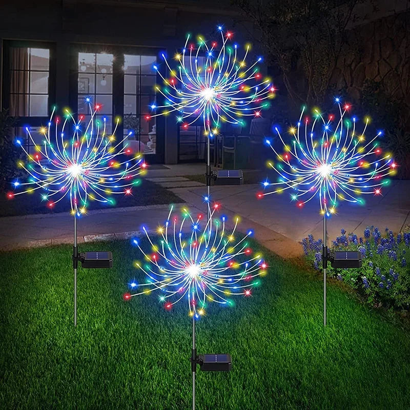 1/2/4Pcs Solar LED Firework Fairy Light Outdoor Garden Decoration Lawn Pathway Light For Patio Yard Party Christmas Wedding
