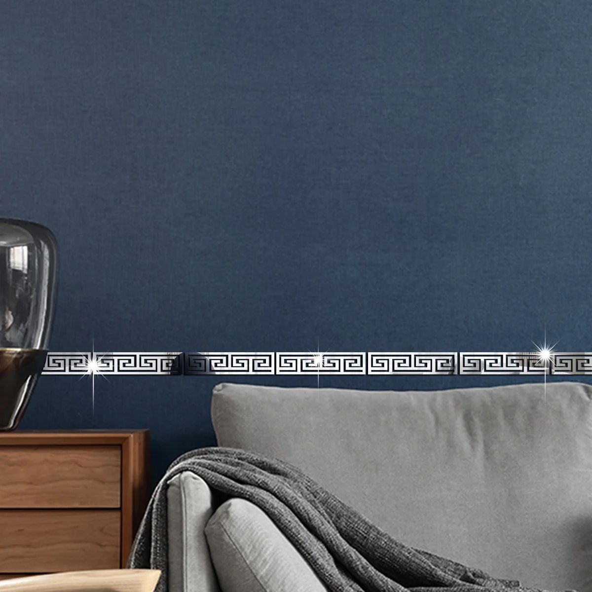 12pcs 20x5cm Acrylic Mirror Sticker Ceiling Edge Strip Self Adhesive Waist Line Wall Stickers for Living Room Corner Wall Decor