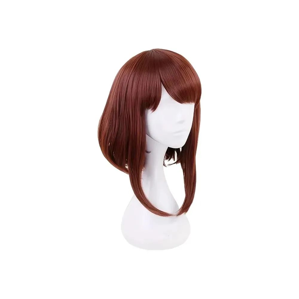 Peruca Curta Castanha Bob Resistente ao Calor para Cosplay da Ochako Uraraka do Anime My Hero Academia