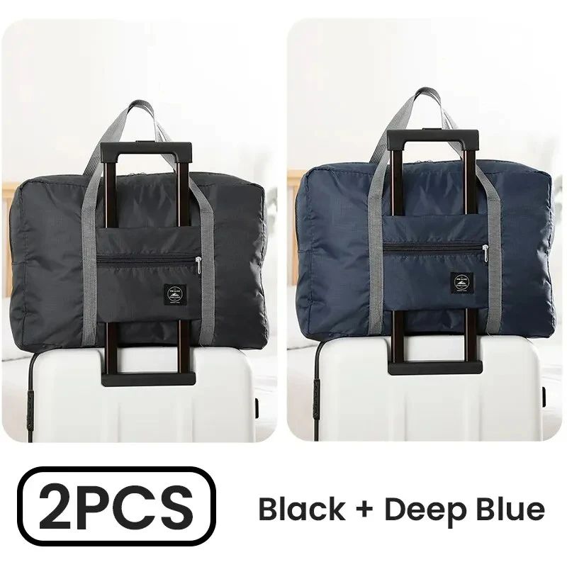 2 Pack Foldable Lightweight Travel Duffel Bag - Water Resistant Carry on Luggage for Overnight Hospital Gym Sports Tote