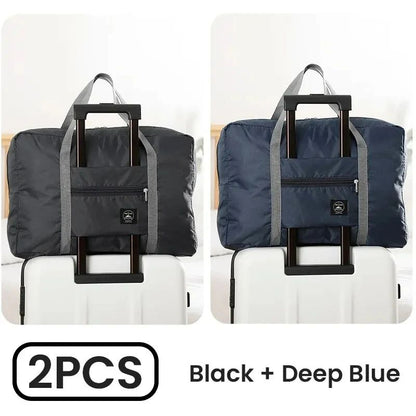 2 Pack Foldable Lightweight Travel Duffel Bag - Water Resistant Carry on Luggage for Overnight Hospital Gym Sports Tote