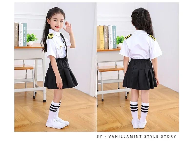2025osplay Costumes pour enfants, uniforme de pilote d'avion, vêtements de classe de profession