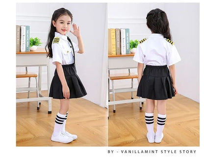 2025osplay Costumes pour enfants, uniforme de pilote d'avion, vêtements de classe de profession