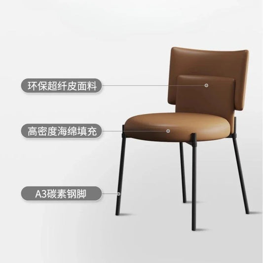 Modern Rectangle Minimalist Rock Slab Restaurant Dining Table And Chairs Stainless Steel Frame Leather Dining Chair Italian