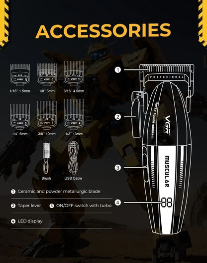 VGR Electric Hair Trimmers Professional 9000RPM Hair Clippers Rechargeable Haircut Machine Adjustable Barber Tool for Men V-285