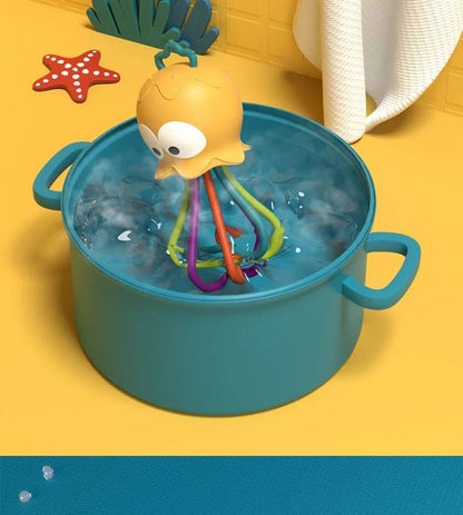 Jellyfish Grinding Gum Rocking Bell for Babies Aged 0-3 Years Old, Multifunctional Hand Grip, Water Boiling Toy Safe and Durable