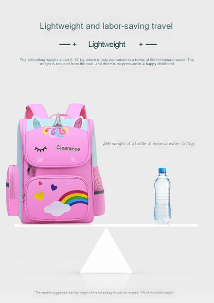 Mochila Escolar Feminina de Grande Capacidade Impermeável Estampa de Unicórnio